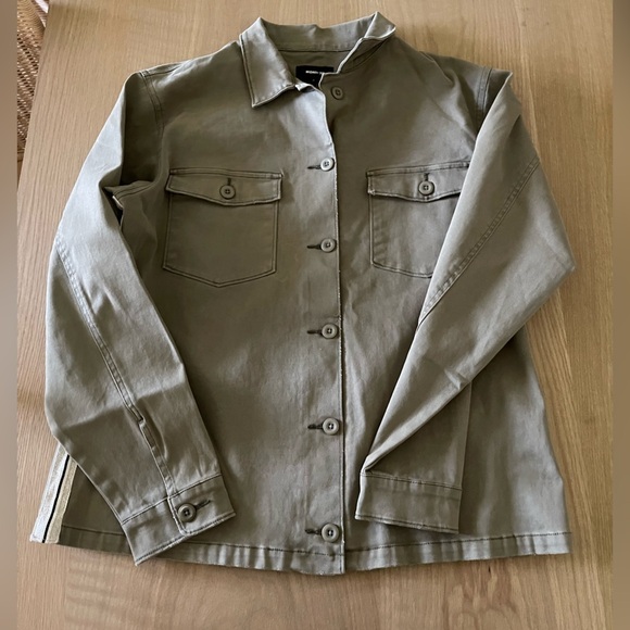 Monrow|Olive Anorak Jacket with Stripe Detail on Sides, Size Large•••Shaket - Picture 8 of 14